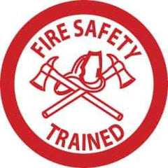 NMC - Fire Safety Trained, Hard Hat Label - Red on White, 2" Thick, For Accident Prevention - Apex Tool & Supply