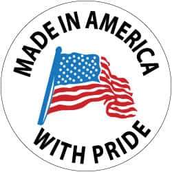 NMC - Made in America with Pride, Hard Hat Label - Blue & Black on White, Red, 2" Thick, For Accident Prevention - Apex Tool & Supply