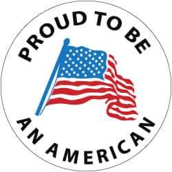 NMC - Proud to Be an American, Hard Hat Label - Blue & Black on White, Red, 2" Thick, For Accident Prevention - Apex Tool & Supply