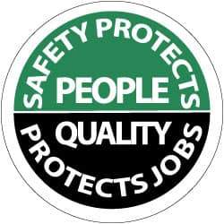 NMC - Safety Protects People - Quality Protects Job, Hard Hat Label - White on Green & Black, 2" Thick, For Accident Prevention - Apex Tool & Supply