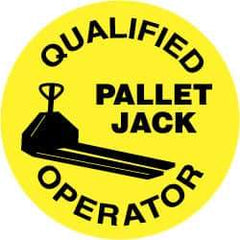 NMC - Qualified Pallet Jack Operator, Hard Hat Label - Black on Yellow, 2" Thick, For Certified Operator - Apex Tool & Supply