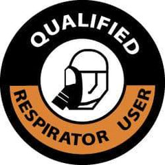 NMC - Qualified Respirator User, Hard Hat Label - Black & Orange on White, 2" Thick, For Certified Operator - Apex Tool & Supply