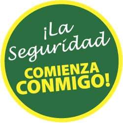 NMC - Ila Seguridad Comienza Conmigo!, Hard Hat Label - White & Yellow on Green, 2" Thick, For Accident Prevention - Apex Tool & Supply