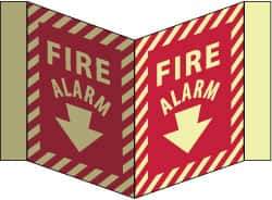 NMC - Fire Alarm, Acrylic Fire Sign - 8-3/4" Wide x 5-3/4" High, Glow-in-the-Dark - Apex Tool & Supply