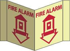 NMC - Fire Alarm, Acrylic Fire Sign - 8-3/4" Wide x 5-3/4" High, Glow-in-the-Dark - Apex Tool & Supply