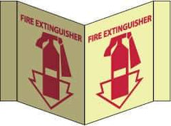 NMC - Fire Extinguisher, Acrylic Fire Sign - 8-3/4" Wide x 5-3/4" High, Glow-in-the-Dark - Apex Tool & Supply