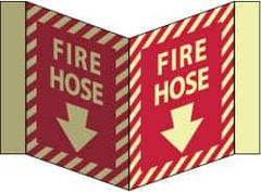 NMC - Fire Hose, Acrylic Fire Sign - 8-3/4" Wide x 5-3/4" High, Glow-in-the-Dark - Apex Tool & Supply