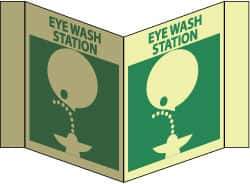 NMC - "Eye Wash Station", 5-3/4" Long x 8-3/4" Wide, Rigid Plastic Safety Sign - Rectangle, 0.125" Thick, Use for First Aid - Apex Tool & Supply