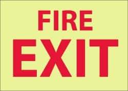 NMC - Fire Exit, Pressure Sensitive Vinyl Fire Sign - 14" Wide x 10" High, Glow-in-the-Dark - Apex Tool & Supply