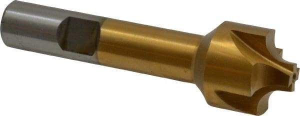 Interstate - 13/64" Radius, 7/8" Mill Diam, 4 Flute High Speed Steel Corner Rounding End Mill - Single End, TiN Finish, 3-1/8" OAL, 1/2" Shank Diam - Apex Tool & Supply