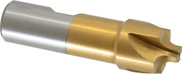 Interstate - 13/64" Radius, 7/8" Mill Diam, 4 Flute High Speed Steel Corner Rounding End Mill - Single End, TiN Finish, 3-1/8" OAL, 3/4" Shank Diam - Apex Tool & Supply