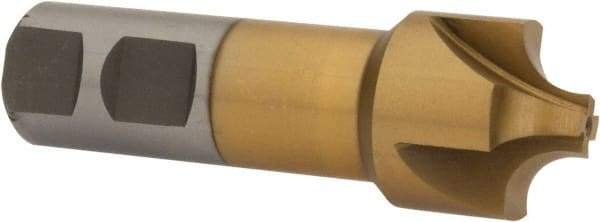 Interstate - 5/16" Radius, 1-1/8" Mill Diam, 4 Flute High Speed Steel Corner Rounding End Mill - Single End, TiN Finish, 3-1/4" OAL, 7/8" Shank Diam - Apex Tool & Supply