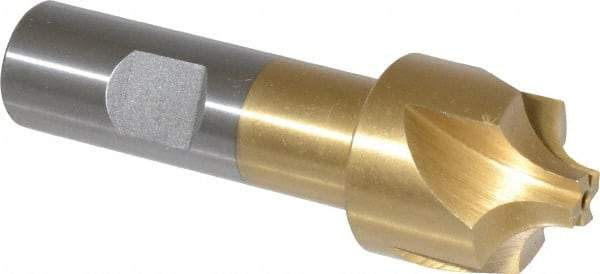 Interstate - 11/32" Radius, 1-1/8" Mill Diam, 4 Flute High Speed Steel Corner Rounding End Mill - Single End, TiN Finish, 3-1/2" OAL, 3/4" Shank Diam - Apex Tool & Supply