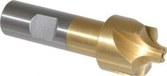 Interstate - 11/32" Radius, 1-1/8" Mill Diam, 4 Flute High Speed Steel Corner Rounding End Mill - Single End, TiN Finish, 3-1/2" OAL, 3/4" Shank Diam - Apex Tool & Supply