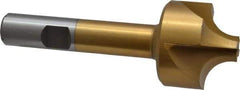 Interstate - 3/8" Radius, 1-1/4" Mill Diam, 4 Flute High Speed Steel Corner Rounding End Mill - Single End, TiN Finish, 3-1/2" OAL, 1/2" Shank Diam - Apex Tool & Supply
