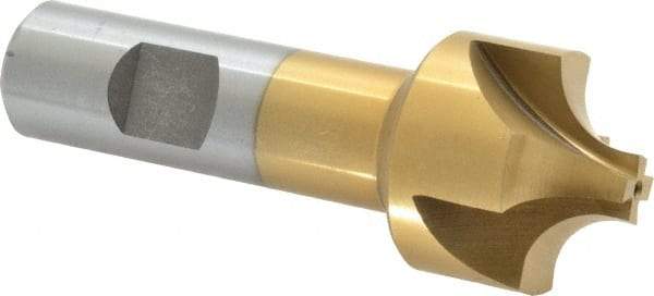 Interstate - 3/8" Radius, 1-1/4" Mill Diam, 4 Flute High Speed Steel Corner Rounding End Mill - Single End, TiN Finish, 3-1/2" OAL, 3/4" Shank Diam - Apex Tool & Supply