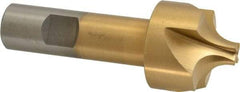 Interstate - 3/8" Radius, 1-1/4" Mill Diam, 4 Flute High Speed Steel Corner Rounding End Mill - Single End, TiN Finish, 3-3/4" OAL, 7/8" Shank Diam - Apex Tool & Supply