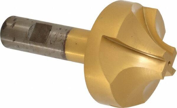Interstate - 11/16" Radius, 2-1/4" Mill Diam, 4 Flute High Speed Steel Corner Rounding End Mill - Single End, TiN Finish, 4-1/8" OAL, 3/4" Shank Diam - Apex Tool & Supply