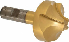 Interstate - 11/16" Radius, 2-1/4" Mill Diam, 4 Flute High Speed Steel Corner Rounding End Mill - Single End, TiN Finish, 4-1/8" OAL, 3/4" Shank Diam - Apex Tool & Supply