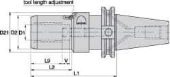 Kennametal - CAT40 Taper Shank, 5/8" Hole Diam, Hydraulic Tool Holder/Chuck - 37.59mm Nose Diam, 101.6mm Projection, 1.54" Clamp Depth, 15,000 RPM, Through Coolant - Exact Industrial Supply