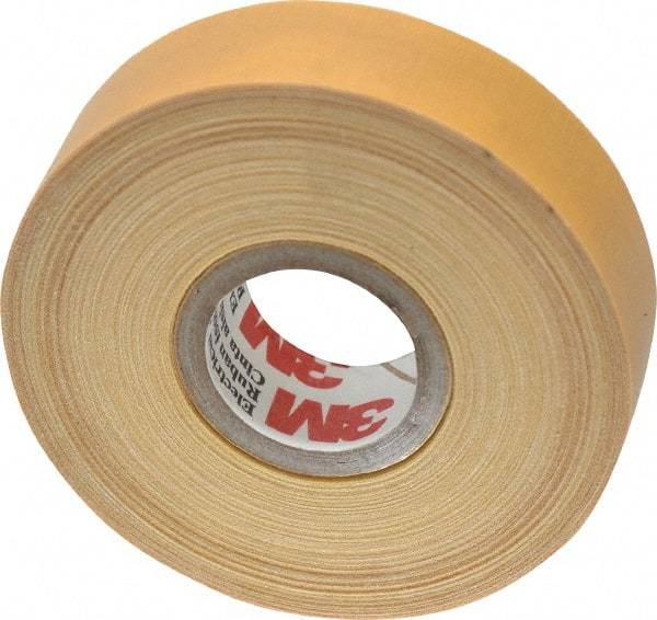 3M - 3/4" x 60', Yellow Cotton Cloth Electrical Tape - Series 2520, 8 mil Thick, 800 V/mil Dielectric Strength, 50 Lb./Inch Tensile Strength - Apex Tool & Supply