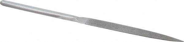 Strauss - 8-1/2" OAL Fine Half Round Needle Diamond File - 1/2" Wide x 5/32" Thick, 4-3/8 LOC, 91 Grit - Apex Tool & Supply