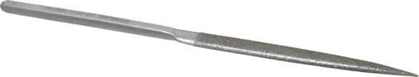 Strauss - 8-1/2" OAL Medium Half Round Needle Diamond File - 1/2" Wide x 5/32" Thick, 4-3/8 LOC, 126 Grit - Apex Tool & Supply