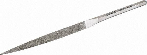 Strauss - 8-1/2" OAL Fine Three Square Needle Diamond File - 3/8" Wide x 3/8" Thick, 4-3/8 LOC, 91 Grit - Apex Tool & Supply