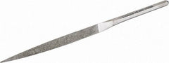 Strauss - 8-1/2" OAL Fine Three Square Needle Diamond File - 3/8" Wide x 3/8" Thick, 4-3/8 LOC, 91 Grit - Apex Tool & Supply