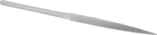 Strauss - 8-1/2" OAL Medium Three Square Needle Diamond File - 3/8" Wide x 3/8" Thick, 4-3/8 LOC, 126 Grit - Apex Tool & Supply