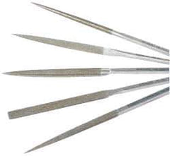 Strauss - 5 Piece Diamond Pattern File Set - 8-1/2" Long, Coarse Coarseness, Set Includes Equalling, Half Round, Round, Square, Three Square - Apex Tool & Supply