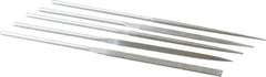 Strauss - 5 Piece Diamond Pattern File Set - 5-1/2" Long, Medium Coarseness, Round Handle, Set Includes Equalling, Half Round, Round, Square, Three Square - Apex Tool & Supply
