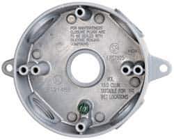 Cooper Crouse-Hinds - 1 Gang, (4) 3/4" Knockouts, Aluminum Round Outlet Box - 4-1/8" Overall Height x 4" Overall Width x 1-1/2" Overall Depth, Weather Resistant - Apex Tool & Supply