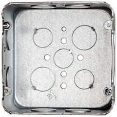 Cooper Crouse-Hinds - 1 Gang, (13) 1/2 & 3/4" Knockouts, Steel Square Outlet Box - 4-11/16" Overall Height x 4-11/16" Overall Width x 2-1/8" Overall Depth - Apex Tool & Supply