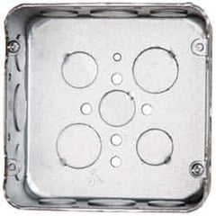 Cooper Crouse-Hinds - 1 Gang, (17) 1/2 & 3/4" Knockouts, Steel Square Outlet Box - 4-11/16" Overall Height x 4-11/16" Overall Width x 2-1/8" Overall Depth - Apex Tool & Supply