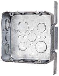 Cooper Crouse-Hinds - 1 Gang, (14) 1/2 & 3/4" Knockouts, Steel Square Outlet Box - 4-11/16" Overall Height x 4-11/16" Overall Width x 2-1/8" Overall Depth - Apex Tool & Supply