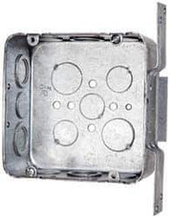 Cooper Crouse-Hinds - 1 Gang, (14) 1/2 & 3/4" Knockouts, Steel Square Outlet Box - 4-11/16" Overall Height x 4-11/16" Overall Width x 2-1/8" Overall Depth - Apex Tool & Supply