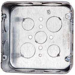 Cooper Crouse-Hinds - 1 Gang, (13) 1, 1/2 & 3/4" Knockouts, Steel Square Outlet Box - 4-11/16" Overall Height x 4-11/16" Overall Width x 2-1/8" Overall Depth - Apex Tool & Supply