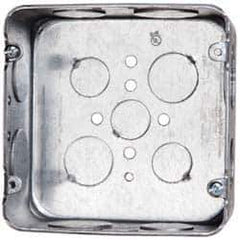Cooper Crouse-Hinds - 1 Gang, (13) 1, 1/2 & 3/4" Knockouts, Steel Square Outlet Box - 4-11/16" Overall Height x 4-11/16" Overall Width x 2-1/8" Overall Depth - Apex Tool & Supply