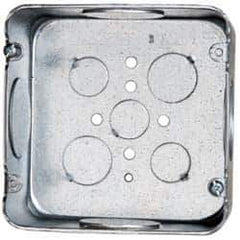 Cooper Crouse-Hinds - 1 Gang, (9) 1-1/4, 1/2 & 3/4" Knockouts, Steel Square Outlet Box - 4-11/16" Overall Height x 4-11/16" Overall Width x 2-1/8" Overall Depth - Apex Tool & Supply