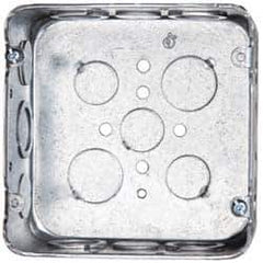 Cooper Crouse-Hinds - 1 Gang, (17) 1/2 & 3/4" Knockouts, Steel Square Outlet Box - 4-11/16" Overall Height x 4-11/16" Overall Width x 2-1/8" Overall Depth - Apex Tool & Supply