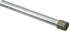 Strauss - 0.335" Head Diam x 0.315" Head Thickness Diamond (Abrasive) Grinding Pin - 1/4" Shank Diam x 3" Shank Length, Medium Grade, 80 Grit - Apex Tool & Supply