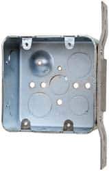 Cooper Crouse-Hinds - 1 Gang, (14) 1/2 & 3/4" Knockouts, Steel Square Wall Box - 4" Overall Height x 4" Overall Width x 2-1/8" Overall Depth - Apex Tool & Supply