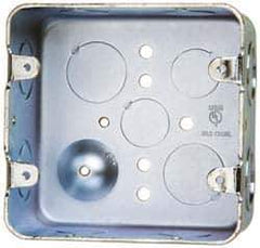 Cooper Crouse-Hinds - 1 Gang, (17) 1/2 & 3/4" Knockouts, Steel Square Wall Box - 4" Overall Height x 4" Overall Width x 2-1/8" Overall Depth - Apex Tool & Supply