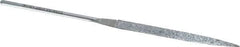 Strauss - 5-1/2" OAL Medium Barrette Needle Diamond File - 13/64" Wide x 1/16" Thick, 2-3/4 LOC, 126 Grit - Apex Tool & Supply