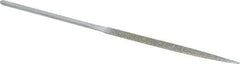 Strauss - 5-1/2" OAL Coarse Half Round Needle Diamond File - 13/64" Wide x 1/16" Thick, 2-3/4 LOC, 181 Grit - Apex Tool & Supply