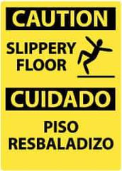 NMC - "Caution - Slippery Floor", 14" Long x 10" Wide, Aluminum Safety Sign - Rectangle, 0.04" Thick, Use for Accident Prevention - Apex Tool & Supply