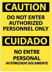 NMC - "Caution - Do Not Enter - Authorized Personnel Only", 14" Long x 10" Wide, Rigid Plastic Safety Sign - Rectangle, 0.05" Thick, Use for Security & Admittance - Apex Tool & Supply