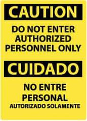 NMC - "Caution - Do Not Enter - Authorized Personnel Only", 14" Long x 10" Wide, Rigid Plastic Safety Sign - Rectangle, 0.05" Thick, Use for Security & Admittance - Apex Tool & Supply