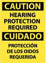 NMC - "Caution - Hearing Protection Required", 14" Long x 10" Wide, Pressure-Sensitive Vinyl Safety Sign - Rectangle, 0.004" Thick, Use for Accident Prevention - Apex Tool & Supply
